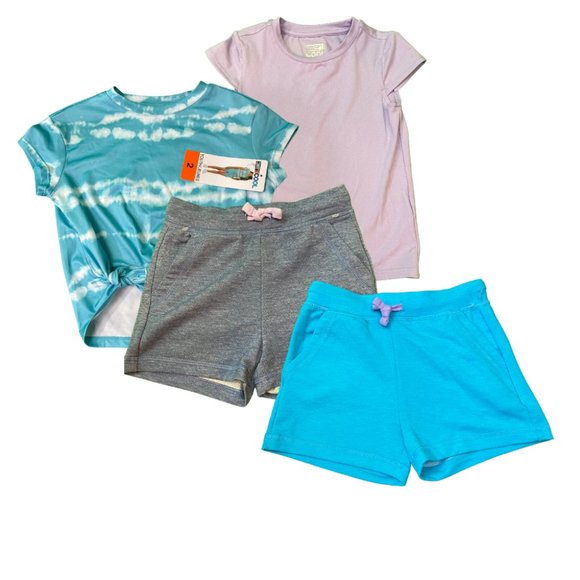 32 Degrees Cool Youth Girls Multipack Two T-Shirt and Two Shorts - Pk 4 Pieces - Picture 1 of 5